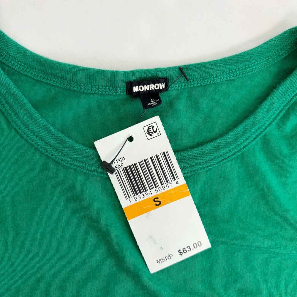 Monrow 50s Vintage Tee in Leaf Green Size S - Picture 3 of 6